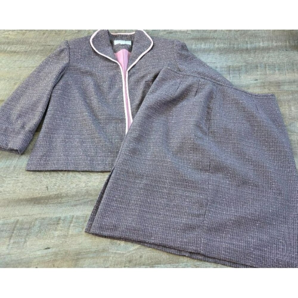 SAGHARBOR Suit Woman Plus Size 16WRN52436 2pc suit Jacket and Skirt Pink/Gray